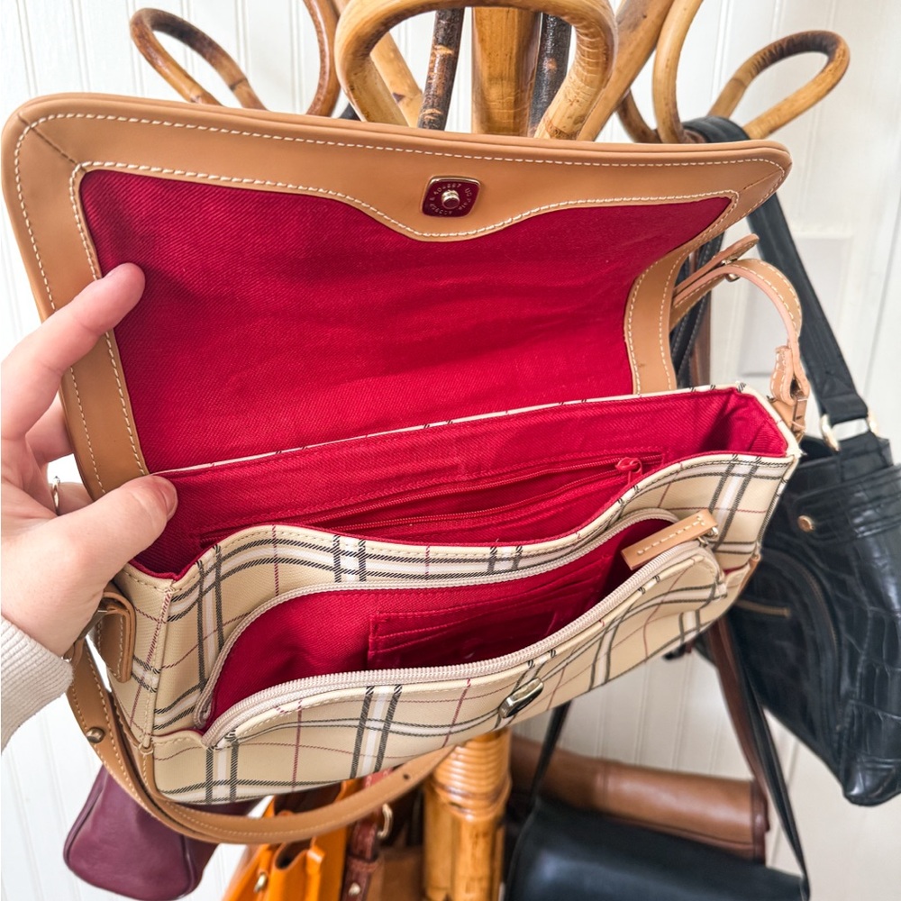 Liz Claiborne Plaid Crossbody Bag - Cream and Tan - Picture 4 of 5